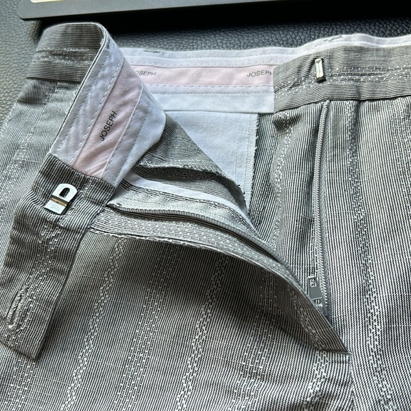 JOSEPH Striped Wide Leg Pants Grey White Pockets France Career Sz XS - Picture 12 of 12